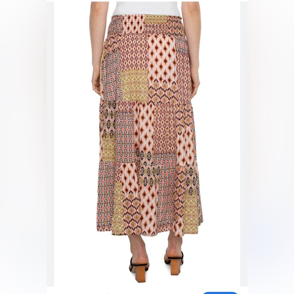 LIVERPOOL LOS ANGELES Tiered Geo Patchwork Boho Maxi Skirt Size Large NWT - Picture 3 of 11
